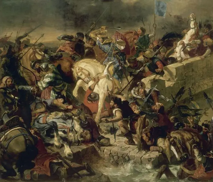 The Battle of Taillebourg won by Saint Louis in Detail Eugene Delacroix